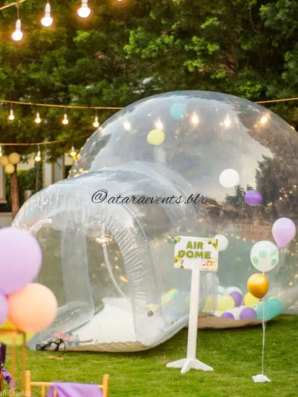 I can include unique attractions like this inflatable air dome, providing a magical space for kids to play under twinkling lights.