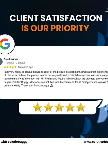 Client satisfaction is the measure of our success. This 5-star Google review from a client praises our product development process and helpful team, serving as direct proof of our commitment to making our clients' dreams a reality.