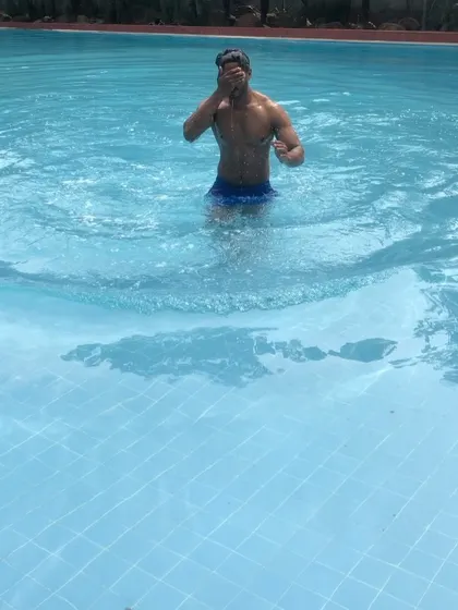 A candid moment in the pool.