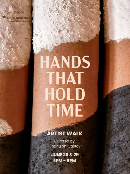 A key part of the showcase is the Artist Walk. This poster invites the community to engage directly with the artists, offering a unique chance to hear the stories and inspirations behind their ceramic creations.