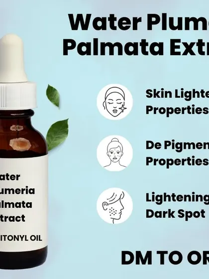 Target pigmentation and dark spots with our Water Plumeria Palmata Extract (WHITONYL OIL). It's a powerful skin-lightening active ingredient, ideal for creating brightening serums and spot treatments.