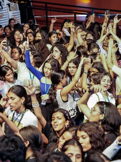 A close-up of the enthusiastic crowd at SIES Visions. Seeing this much energy and happiness in the audience is what fuels my performance.
