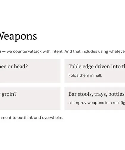 We don't just defend; we counter-attack with intent, using whatever is in reach. A car door slammed into a knee or a chair leg to the shin is fast and effective. Use the environment to outthink and overwhelm.