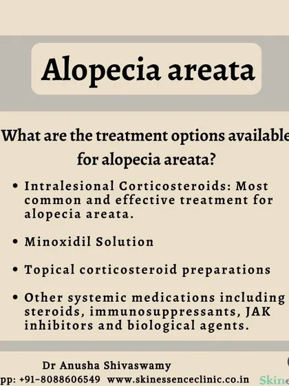 For patients with alopecia areata, there are several effective treatment options. These range from intralesional corticosteroids, which are a common and effective first-line treatment, to topical solutions and other systemic medications.