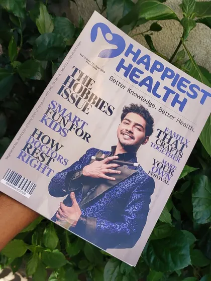 A clean shot of the Happiest Health magazine cover. Seeing my face on the cover was a surreal and rewarding experience, validating years of hard work and practice.