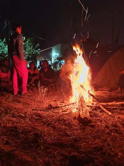 Another shot of our campfire scene, a central part of the camping experience I offer.