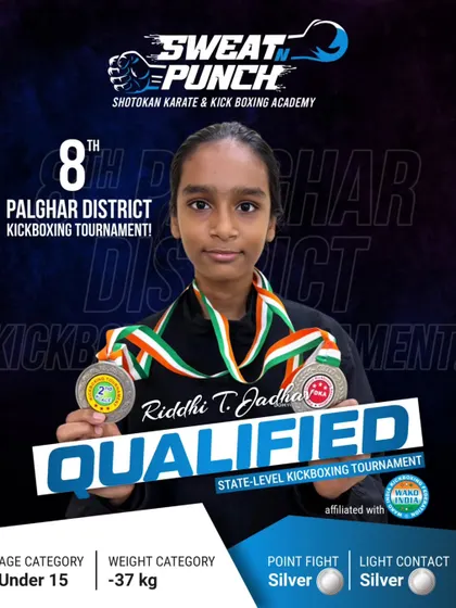 Riddhi T. Jadhav, another strong competitor from the Under 15 group, secured two silver medals. Her success is a result of disciplined practice and resilience.