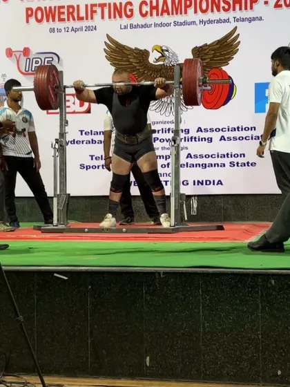 A 275kg squat attempt at the National Classic Championship.