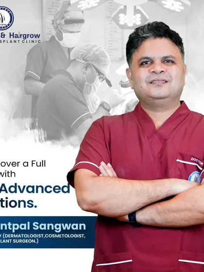 A picture of me, Dr. Santpal Sangwan. I am a dermatologist and hair transplant surgeon, and I am committed to providing advanced, effective solutions for my patients.