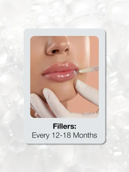This image shows a lip filler treatment, a procedure I perform to add subtle volume and definition. As part of a long-term plan, fillers typically require maintenance every 12 to 18 months.