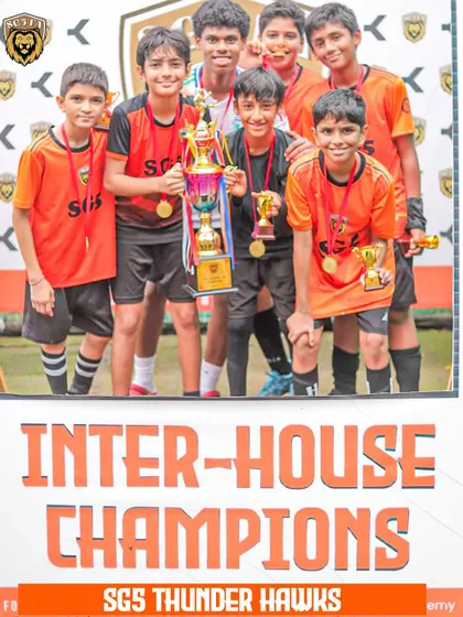 The SGS Thunder Hawks celebrating their Inter-House Championship. These internal competitions are a vital part of our academy's culture.