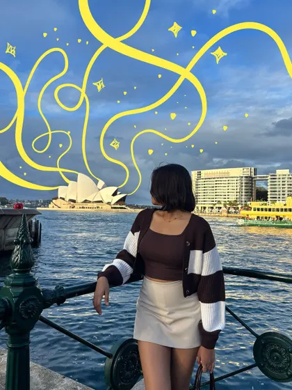 A dreamy shot of the Sydney Opera House. I added some whimsical yellow squiggles and stars to capture the magical feeling of the moment.