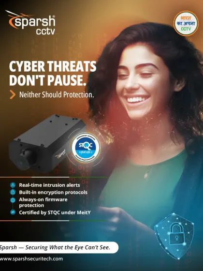 Cyber threats don't pause, and neither should your protection. My STQC-certified systems provide real-time intrusion alerts, built-in encryption protocols, and always-on firmware protection, securing what the eye can't see.