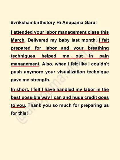 This mother felt she handled her labor in the best possible way, giving huge credit to the breathing techniques and preparation from our class.