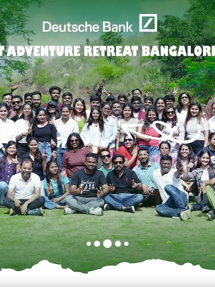 The team from Deutsche Bank enjoying their corporate outing at our Adventure Retreat in Bangalore. We love hosting teams and helping them build stronger bonds.