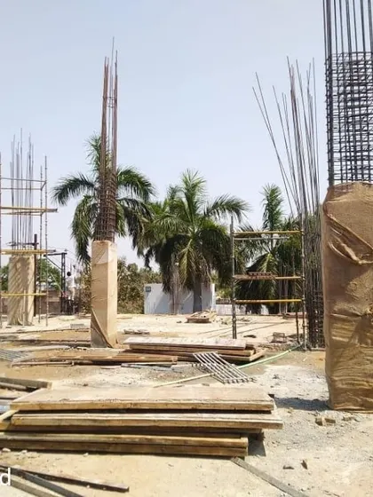 A sneak peek into the construction of the Hands Carpets store in Bhadohi. The structural columns and roof are in place, laying the foundation for what will become a premier retail destination for fine handmade carpets.