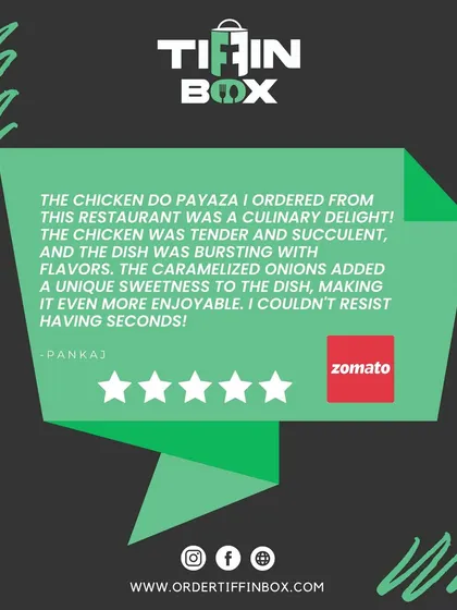 Pankaj left a fantastic review on Zomato for our Chicken Do Payaza, calling it a "culinary delight." We're thrilled you enjoyed it so much you couldn't resist seconds!