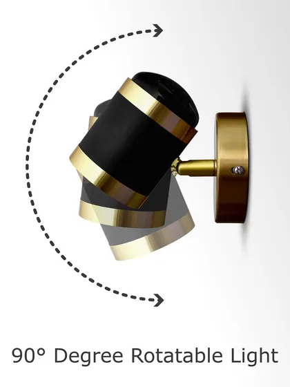 This graphic shows the 90-degree rotation of the spotlight, highlighting its adjustability.
