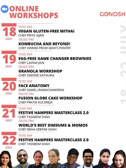 This July schedule is full of expert tips, with workshops on vegan gluten-free mithai, kombucha making, and a festive hampers masterclass.