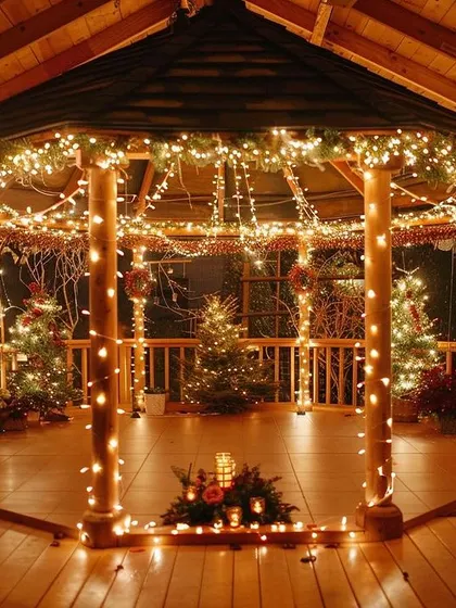 A simple patio deck transformed into a beautiful, intimate dinner setting with just the magic of fairy lights and candles. Minimalist decor can still be incredibly pretty.