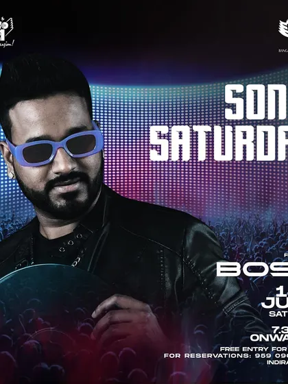 "Sonic Saturday" at Studio 4121. The blue color scheme and digital background create a high-tech feel.