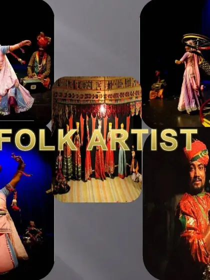 A collage showcasing the variety of Indian folk artists I can arrange for your event. This includes traditional Rajasthani dancers, musicians, and other regional performers.