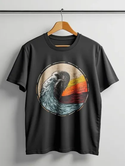 We use consistent styling for product-only shots to create a uniform look for your online store. This black graphic t-shirt is presented with the same professional setup as the rest of the collection.