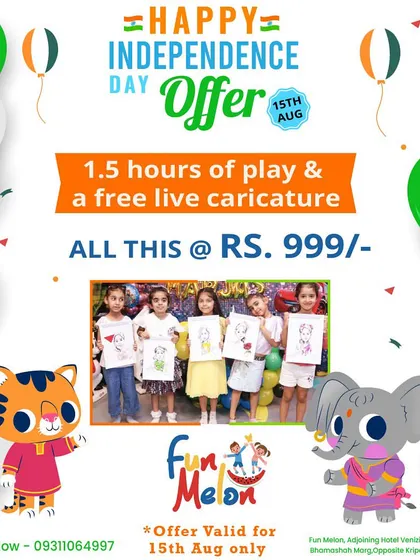 For Independence Day, I offered a special package including playtime and a free live caricature for each child.