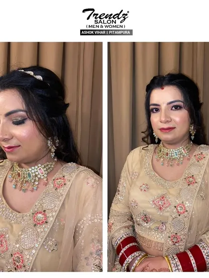 A soft and pretty party look. The makeup features a neutral color palette with a hint of shimmer on the eyes, perfect for someone who prefers an understated yet elegant style.