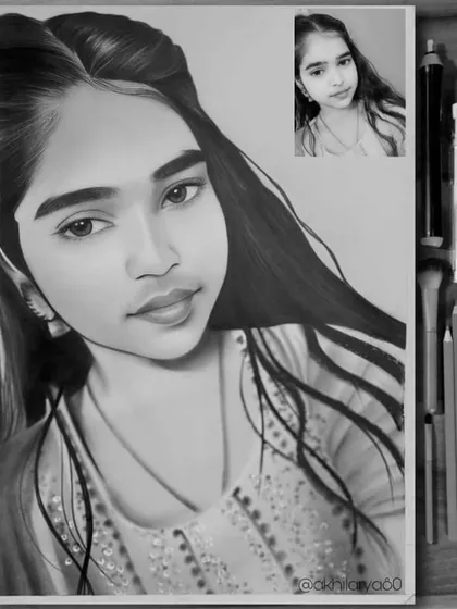 A detailed A4 graphite sketch. I focused on capturing a realistic likeness and the soft texture of her hair in this close-up portrait.