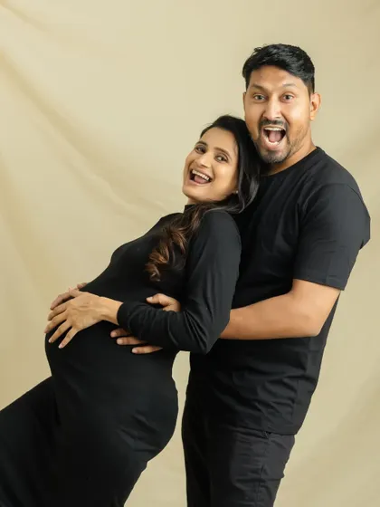 Let's have some fun. This playful and energetic shot shows your joyful personalities and the fun you have together as a couple.