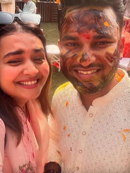 A happy selfie with my client during his Haldi ceremony. The best part of my job is building these amazing relationships and being part of their special day.