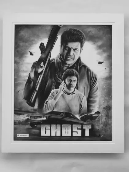 Another view of the 'Ghost' sketch in a white frame.
