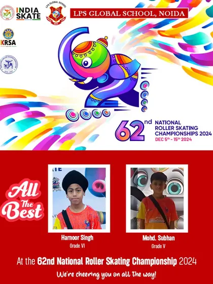 We wish our talented skaters, Harnoor Singh and Mohd. Subhan, all the best as they represent our school at the 62nd National Roller Skating Championship. We are proud to support our students as they compete on a national platform.