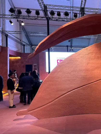 A repeat of image 98, showing a visitor within the 'Terra' installation.