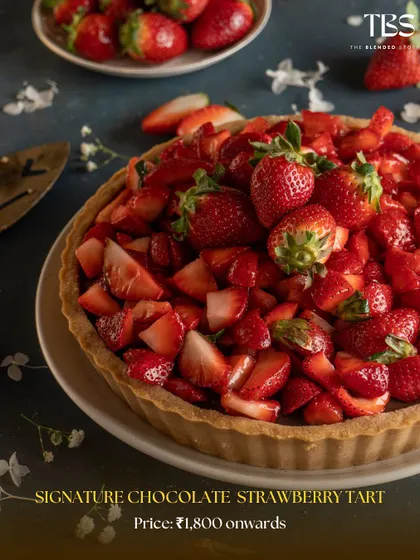 My Signature Chocolate Strawberry Tart, as featured by The Blended Stories. This tart is a seasonal favorite, combining rich chocolate with the freshest strawberries.