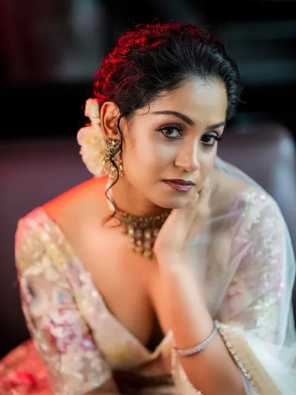 A more intense and moody portrait from the same series, showing how a change in lighting and expression can alter the story of the outfit.