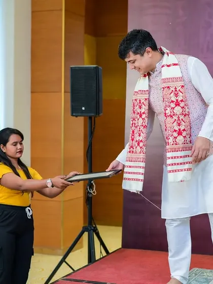 A moment from the certificate distribution ceremony. It's rewarding to see participants ready to apply these deep insights to their ventures.