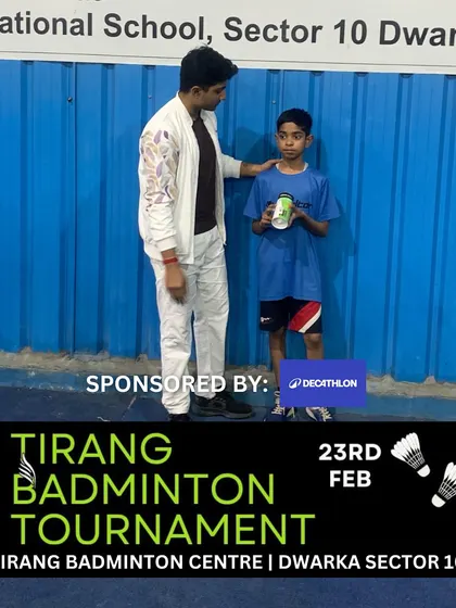 We were proud to partner with Decathlon for the Tirang Badminton Tournament at our Dwarka Sector 10 center. Here, a young winner receives his prize.
