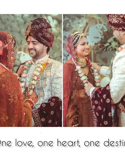 A collage of the varmala ceremony, a key ritual in Indian weddings.