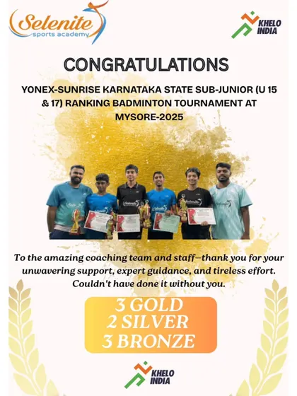 A massive tournament win for the team at the Karnataka State Sub-Junior Ranking Tournament in Mysore. We secured 3 Gold, 2 Silver, and 3 Bronze medals through sheer determination.