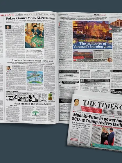 An overhead shot of the open newspaper, showcasing the full spread on our Varanasi project. We are gratified to have our work featured as a leading example of purposeful urban design in India.