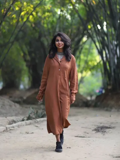 A throwback to a photoshoot in Delhi. Walking through this bamboo grove in a simple brown dress felt serene and timeless.