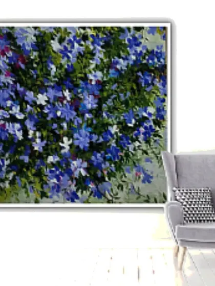 A "Blue Bunch" of wild flowers, captured on a 16x16 inch canvas. I love the simple beauty of these small, captivating blooms.