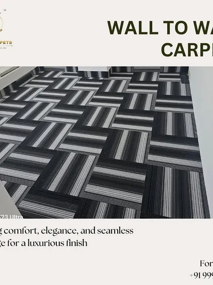 Our wall-to-wall carpets offer seamless coverage for a luxurious finish. This black and white geometric pattern is a favorite for offices looking to make a strong design statement.