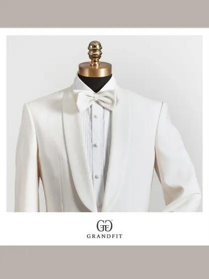An exquisite choice for a groom or a standout formal event. This white tuxedo jacket, crafted from premium linen with a soft shawl collar, redefines wedding and ceremonial elegance.