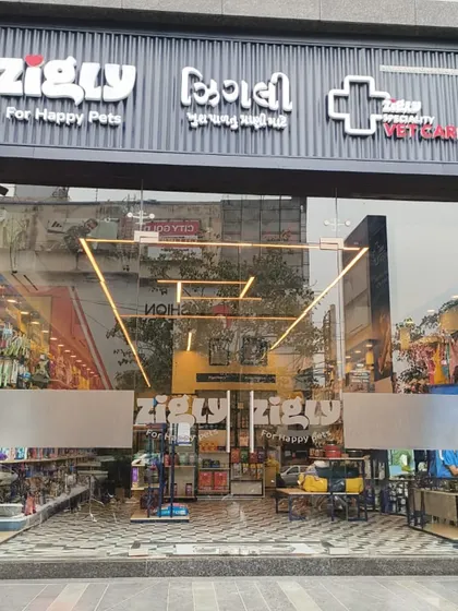 Another view of our Ahmedabad storefront, reflecting the modern and professional environment I strive to create for pet parents.