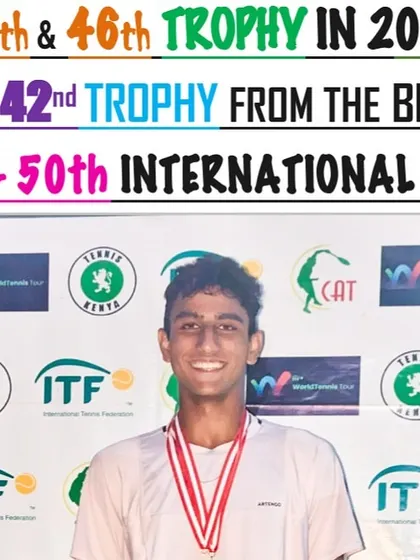 Another double crown for Aarjun, this time at the Junior ITF J60 in Kenya. Winning both singles and doubles demonstrates his stamina and versatility on the international circuit.