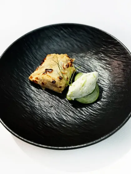 From our 15th-anniversary menu, this dish of tandoori Scottish salmon with dill and Greek-style yogurt is a throwback to our first-ever menu in 2009.