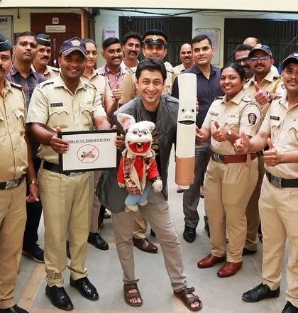 The Mumbai Police team gives a thumbs-up to our anti-tobacco campaign. It was a successful collaboration to promote a healthier lifestyle.